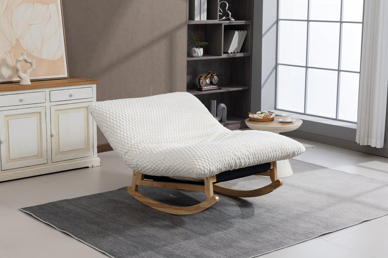 Bean Bag Rocking Chair for Adults with Solid Wood Frame, Antique White Corduroy, photo 5 of 10