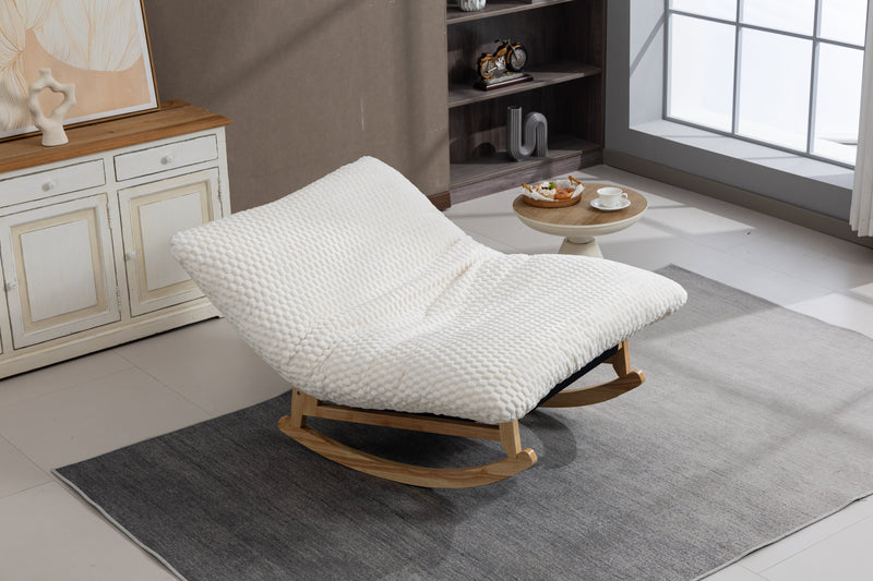 Bean Bag Rocking Chair for Adults with Solid Wood Frame, Antique White Corduroy, photo 6 of 10