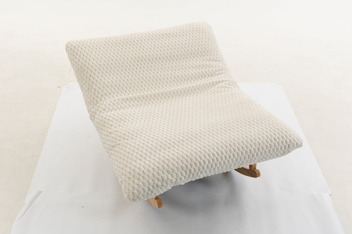 Old Rocking Chaitr Bean Bag Rocking Chair for Adults with Solid Wood Frame, Antique White
