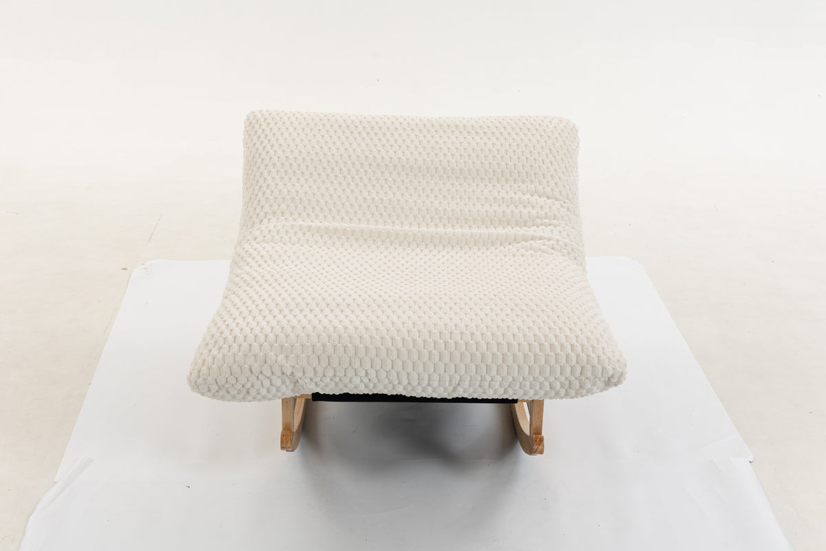 Bean Bag Rocking Chair for Adults with Solid Wood Frame, Antique White Corduroy, photo 8 of 10