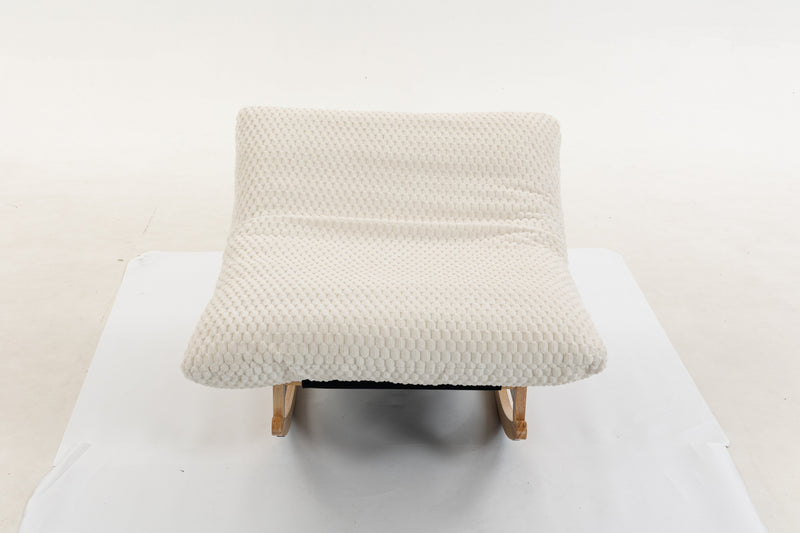 Bean Bag Rocking Chair for Adults with Solid Wood Frame, Antique White Corduroy, photo 8 of 10