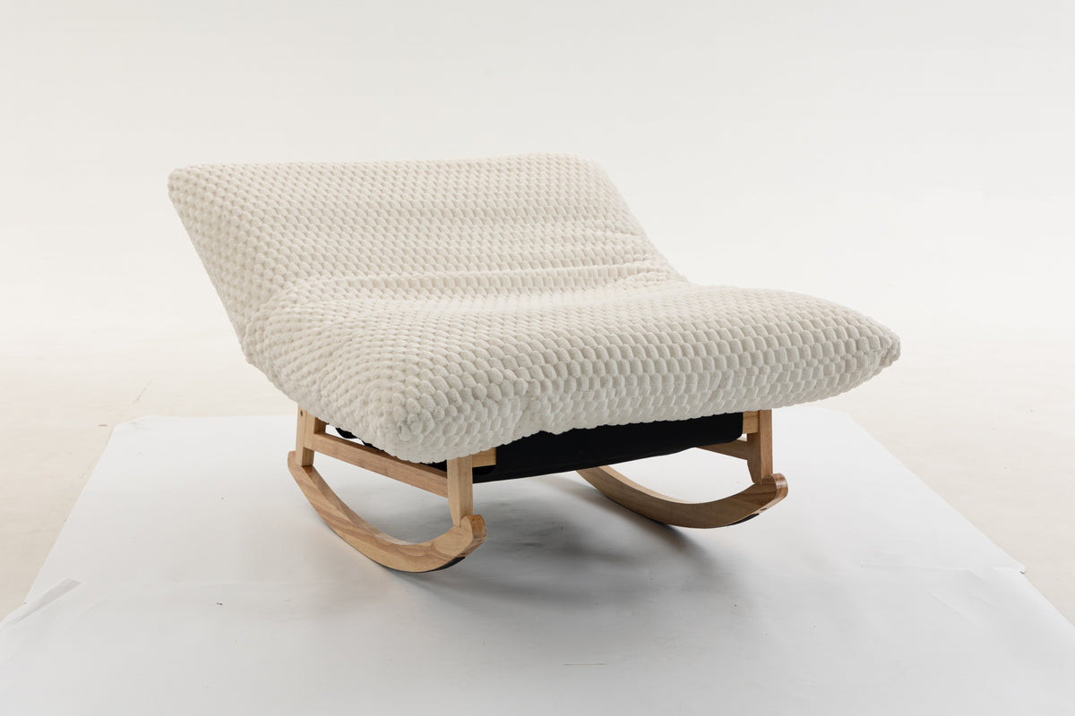 Bean Bag Rocking Chair for Adults with Solid Wood Frame, Antique White Corduroy, photo 9 of 10