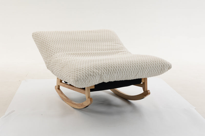 Bean Bag Rocking Chair for Adults with Solid Wood Frame, Antique White Corduroy, photo 9 of 10