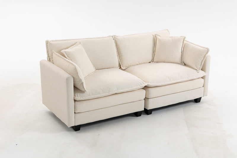 Modern 2-Seat Sectional Sofa, 77.95-Inch, Chenille, Antique White, photo 10 of 10
