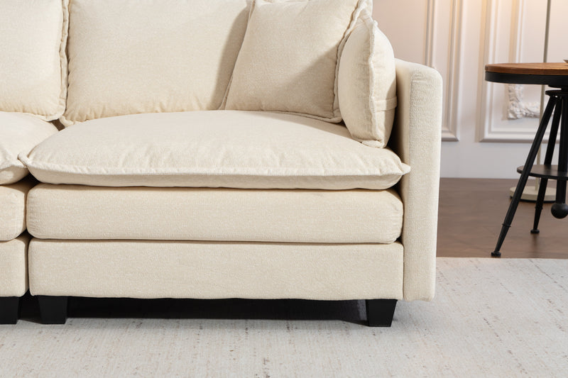 Modern 2-Seat Sectional Sofa, 77.95-Inch, Chenille, Antique White, photo 4 of 10