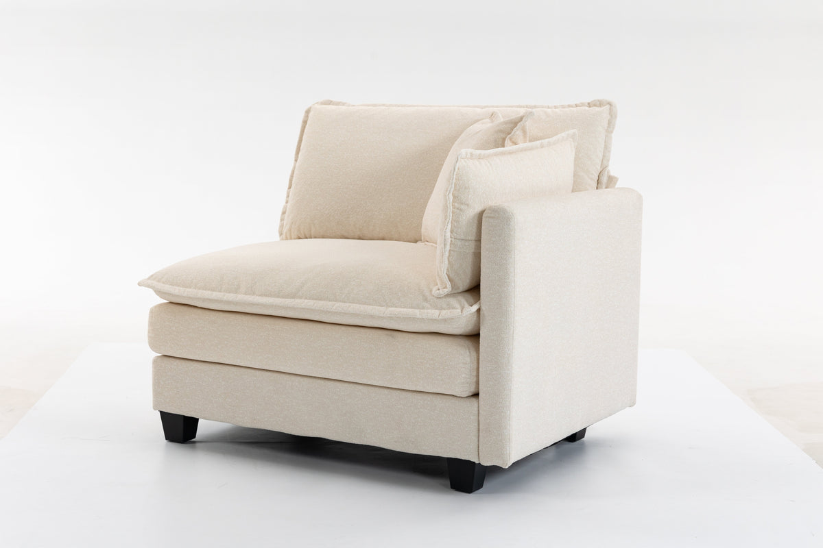 Modern 2-Seat Sectional Sofa, 77.95-Inch, Chenille, Antique White, photo 8 of 10