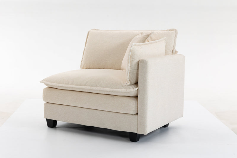 Modern 2-Seat Sectional Sofa, 77.95-Inch, Chenille, Antique White, photo 8 of 10