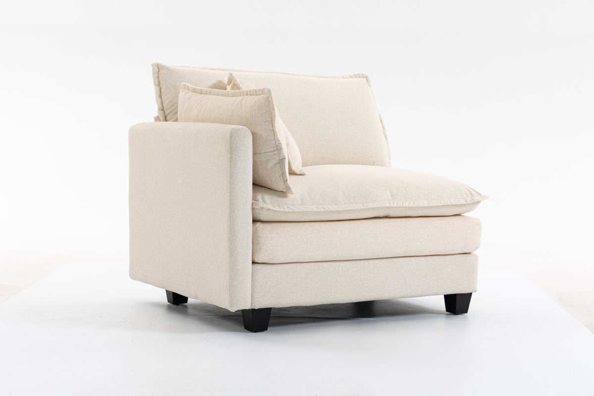 Modern 2-Seat Sectional Sofa, 77.95-Inch, Chenille, Antique White, photo 9 of 10