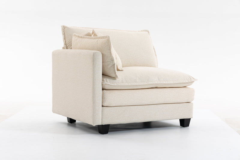 Modern 2-Seat Sectional Sofa, 77.95-Inch, Chenille, Antique White, photo 9 of 10