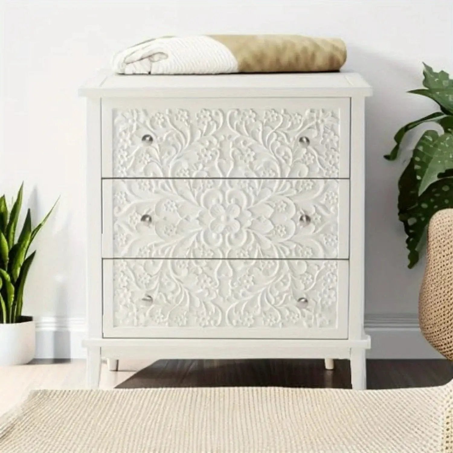 Dresser - Distressed White 3-Drawer by House Of Avana