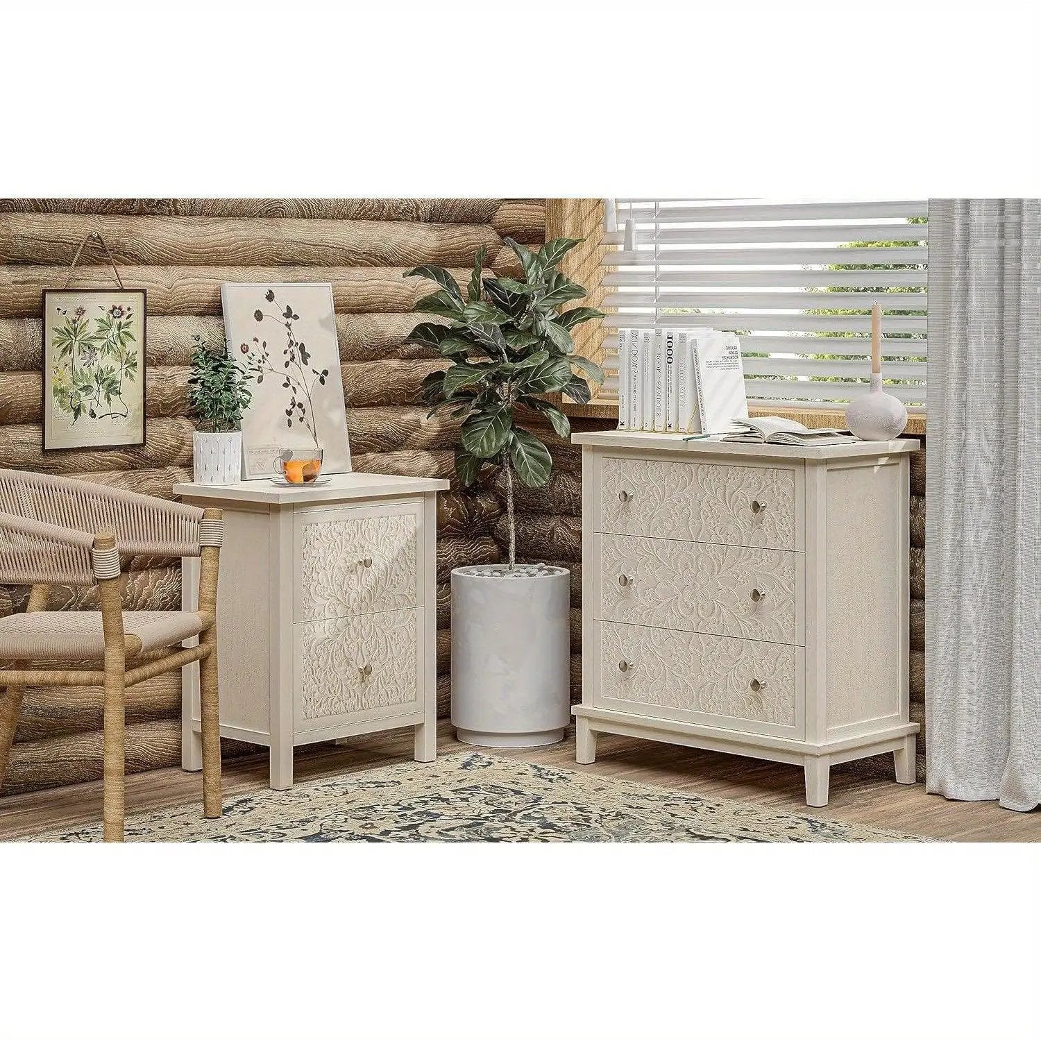Dresser - Distressed White 3-Drawer by House Of Avana