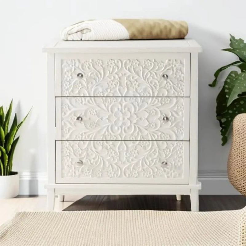Dresser - Distressed White 3-Drawer by House Of Avana
