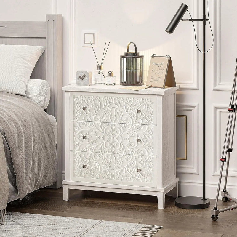 Dresser - Distressed White 3-Drawer by House Of Avana