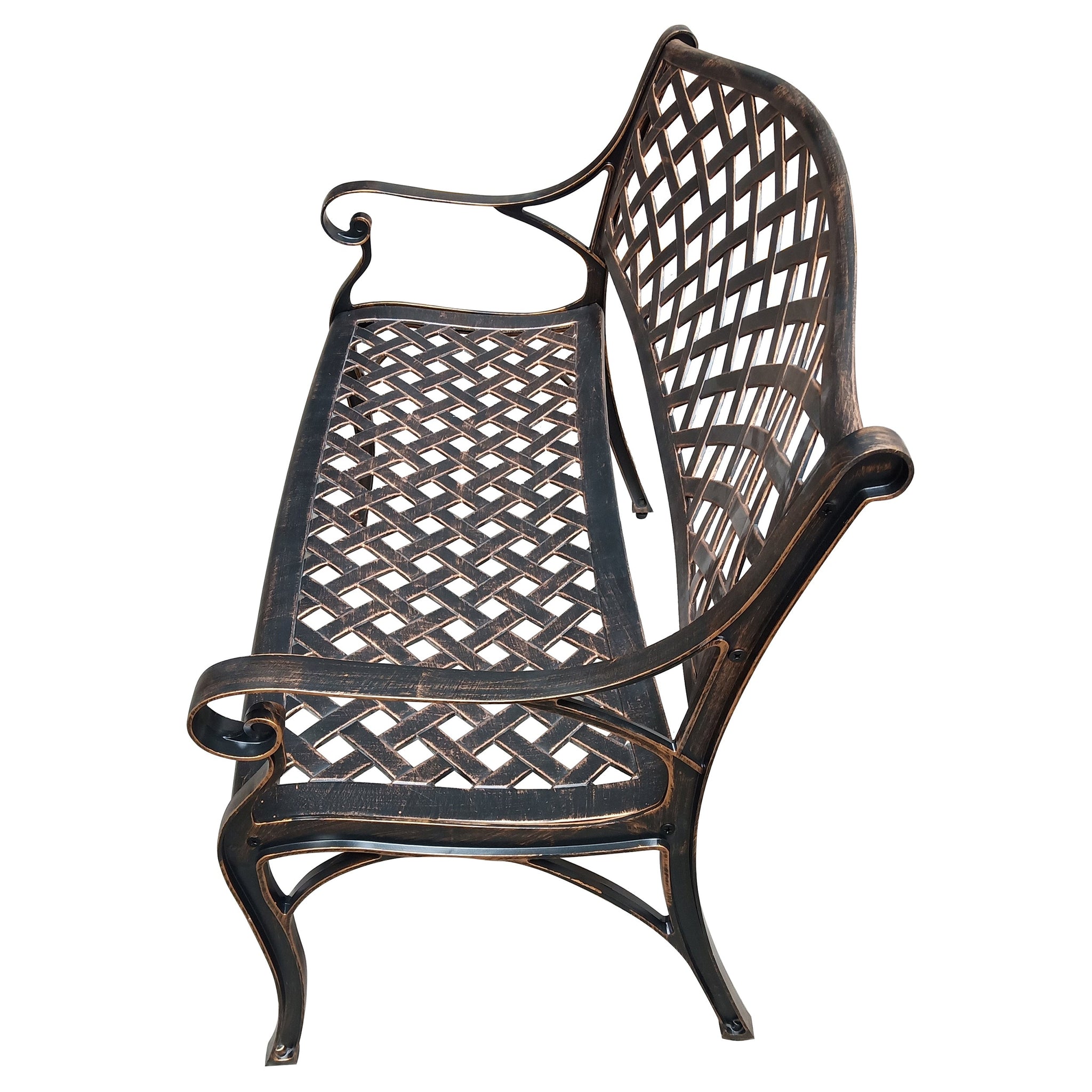 Outdoor Aluminum Modern 40-in Bronze Patio Bench Loveseat by Sharicks