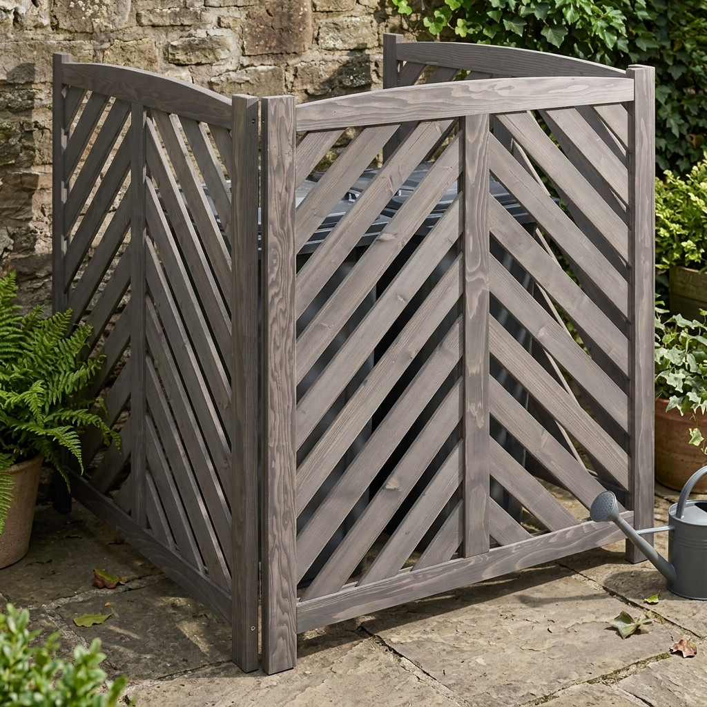 Air Conditioner Fence Screen, 3-Panel Cedar Privacy Enclosure, 38 Inches High, Gray