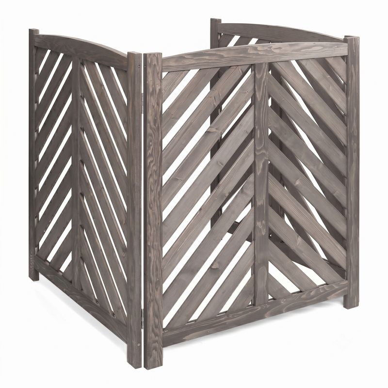 Air Conditioner Fence Screen, 3-Panel Cedar Privacy Enclosure, 38 Inches High, Gray, photo 2 of 10