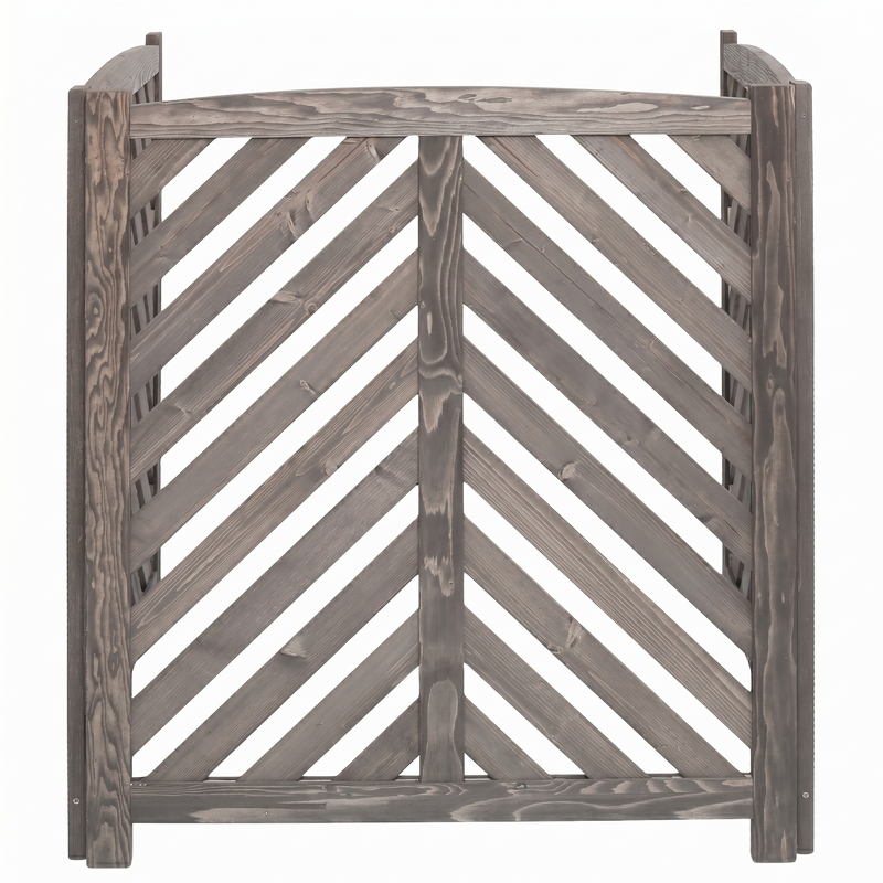Air Conditioner Fence Screen, 3-Panel Cedar Privacy Enclosure, 38 Inches High, Gray, photo 8 of 10