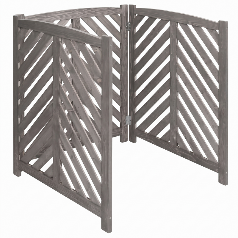 Air Conditioner Fence Screen, 3-Panel Cedar Privacy Enclosure, 38 Inches High, Gray, photo 9 of 10