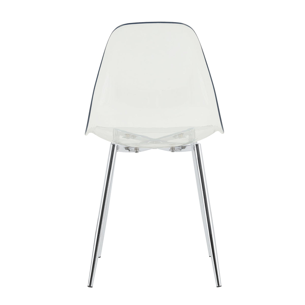 Modern Minimalist Transparent Dining Chair Set with Ergonomic PET Seat - Clear/Silver, photo 19 of 23