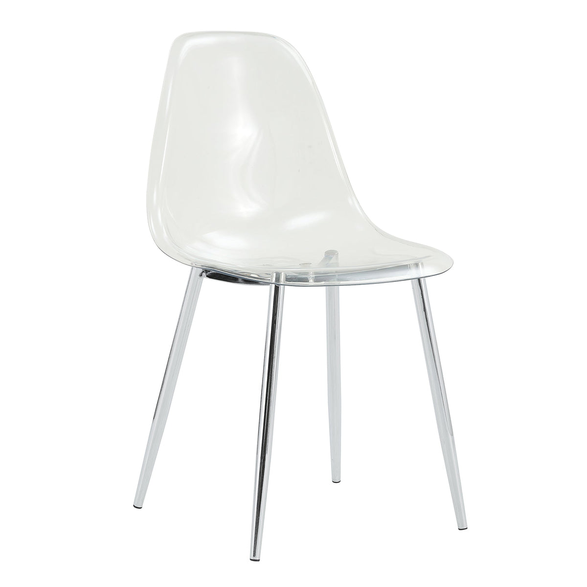 Modern Minimalist Transparent Dining Chair Set with Ergonomic PET Seat - Clear/Silver, photo 20 of 23