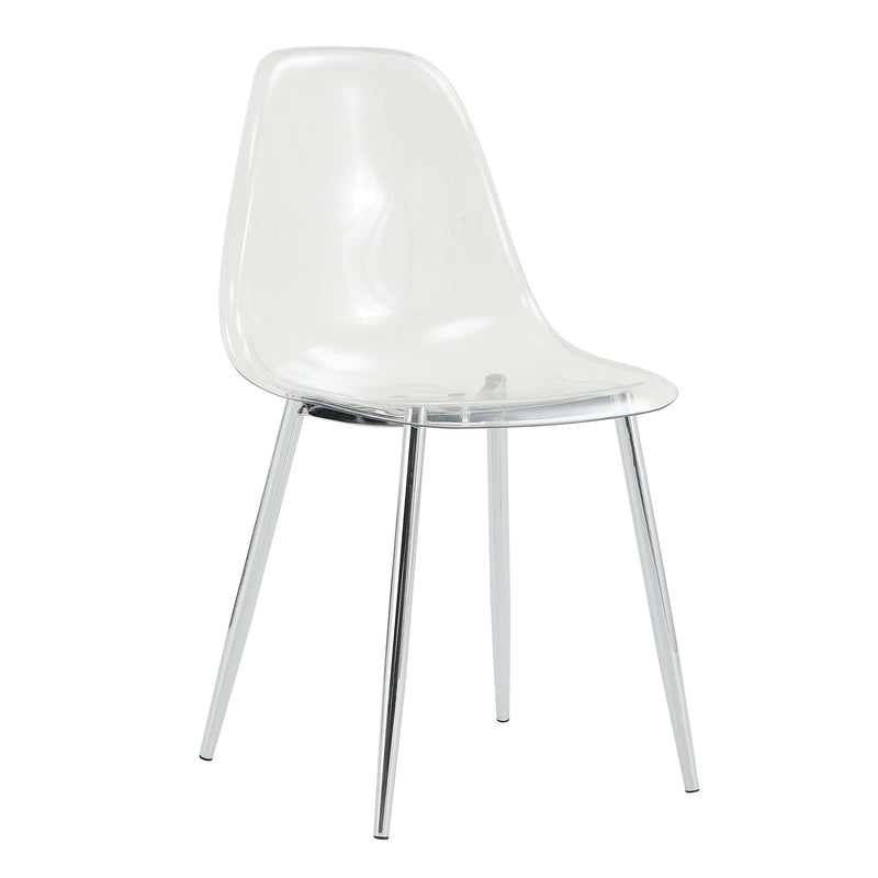 Modern Minimalist Transparent Dining Chair Set with Ergonomic PET Seat - Clear/Silver, photo 20 of 23
