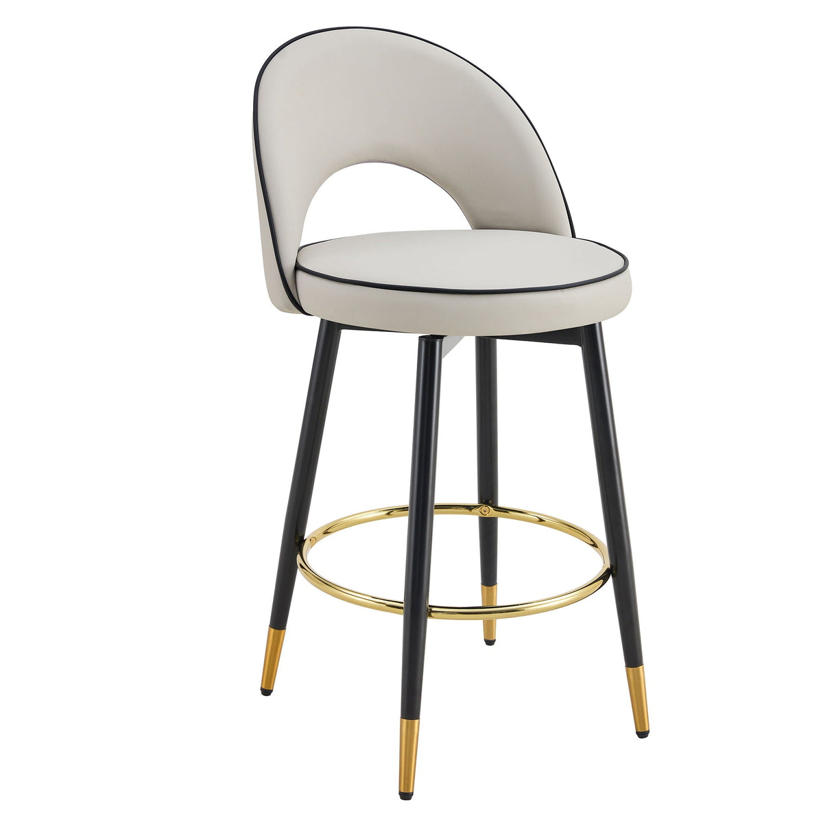 Modern Upholstered 360° Swivel Bar Chair Set with Metal Legs - Black or Gray, photo 2 of 8