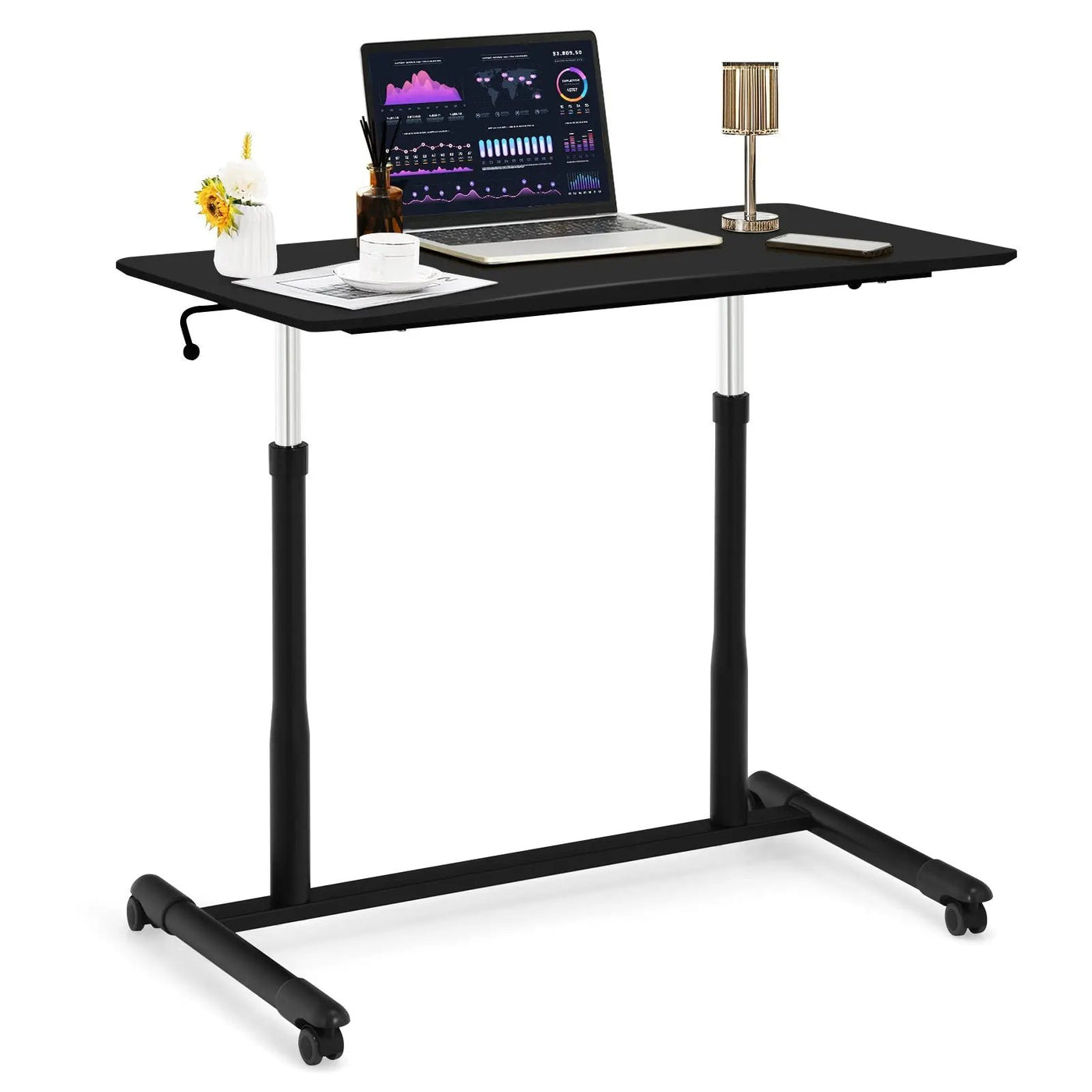 Height Adjustable Computer Desk Sit to Stand Rolling by DirectDeals