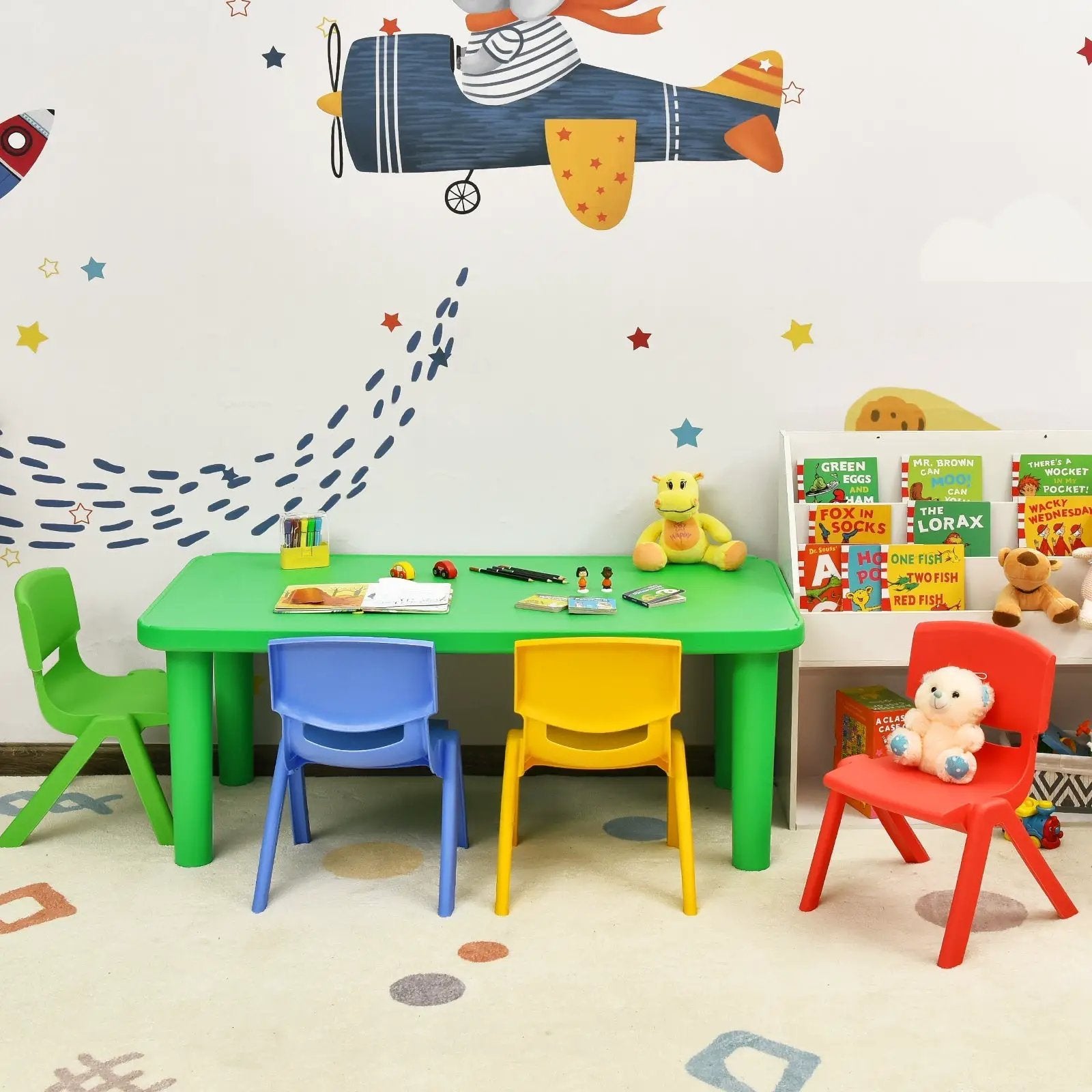 Kids Colorful Plastic Table and 4 Chairs Set by DirectDeals