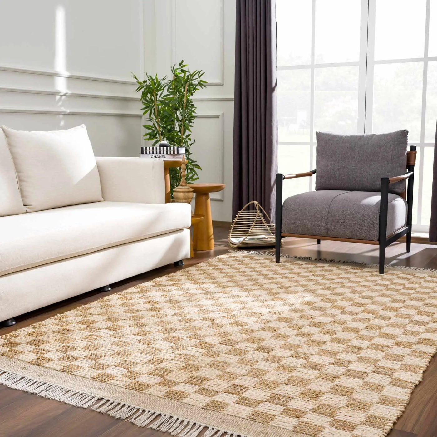 Ionut Checkered Jute Area Rug by Boutique Rugs