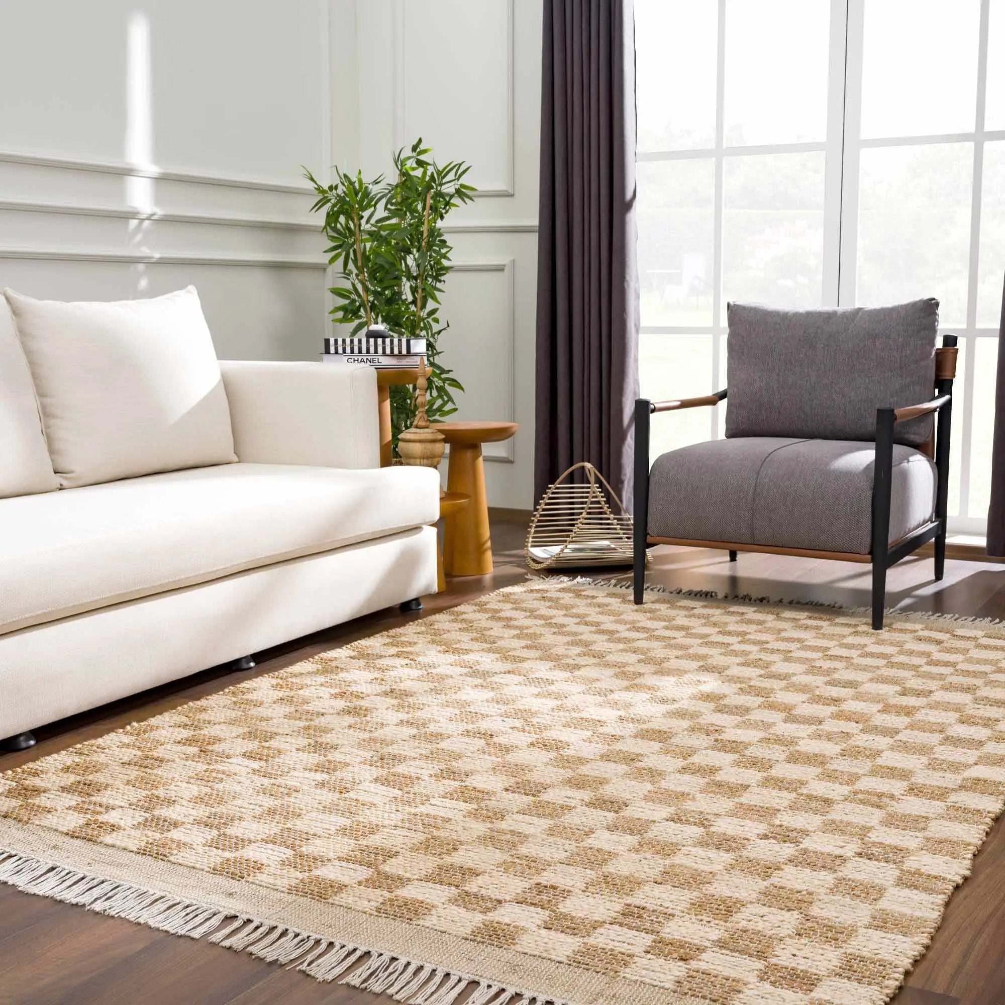 Ionut Checkered Jute Area Rug by Boutique Rugs