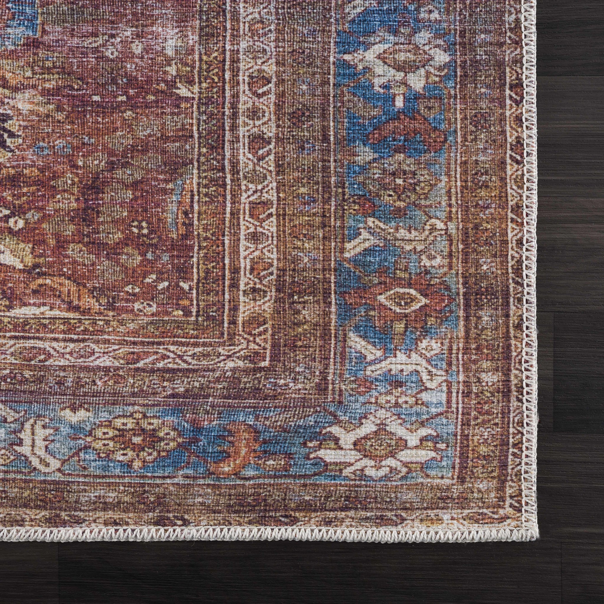 Rust Baki Traditional Washable Area Rug - Clearance by Boutique Rugs