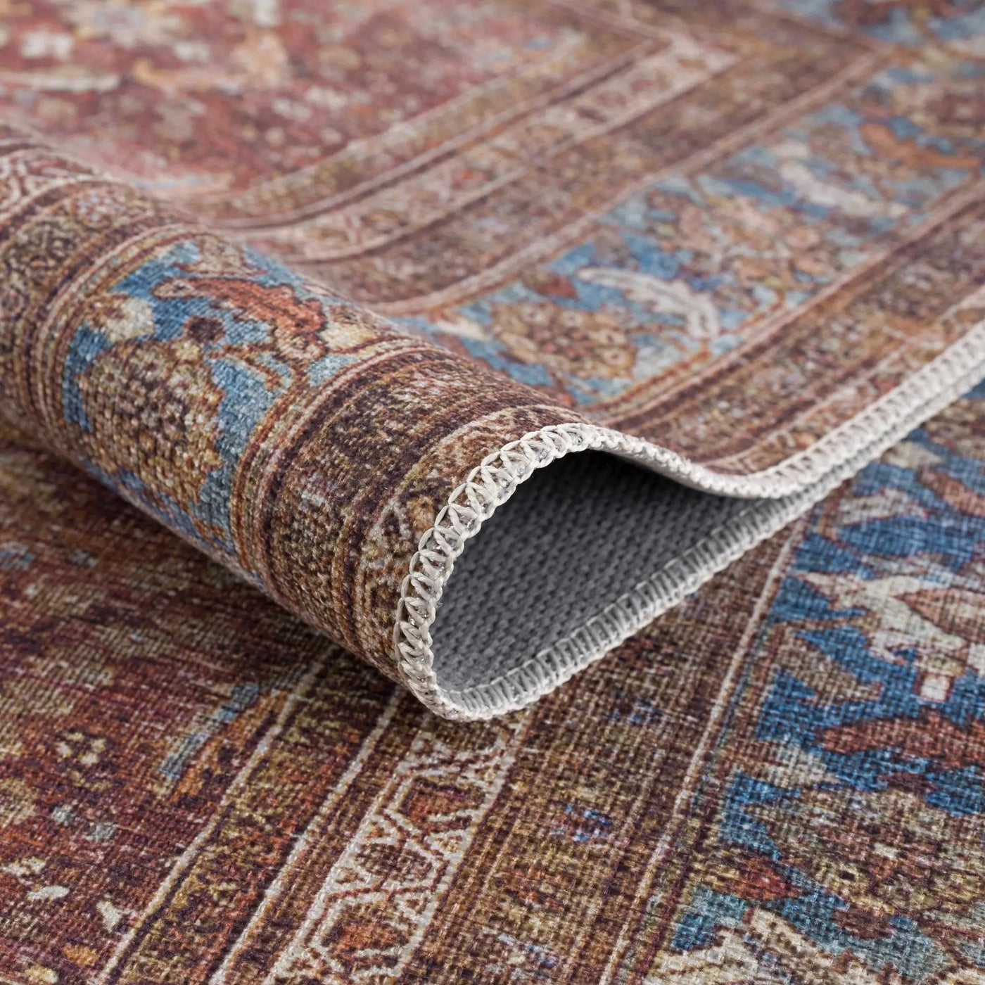 Rust Baki Traditional Washable Area Rug - Clearance by Boutique Rugs