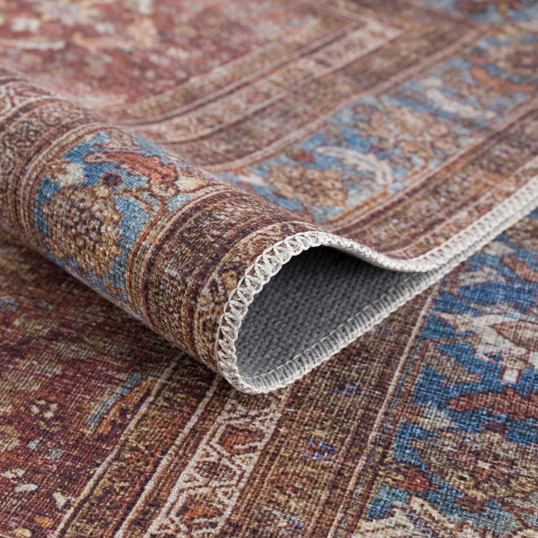 Rust Baki Traditional Washable Area Rug - Clearance by Boutique Rugs