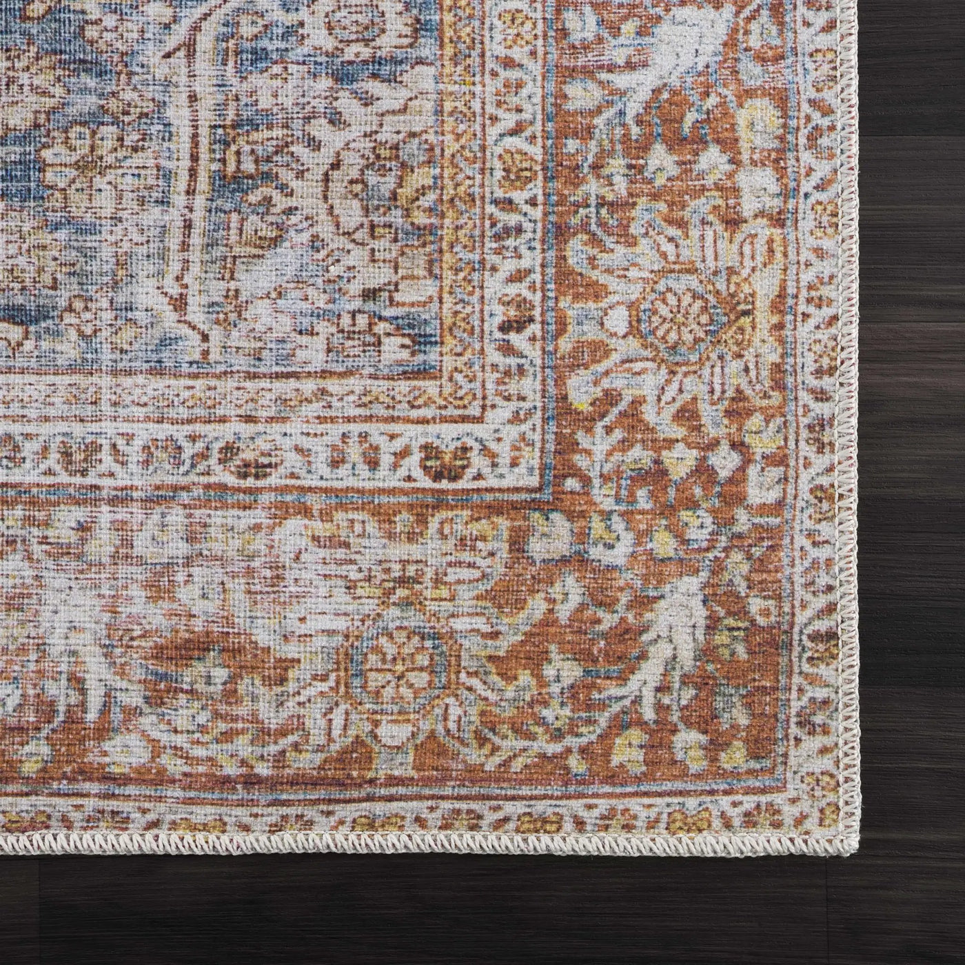 Rust Mair Traditional Washable Area Rug - Clearance by Boutique Rugs