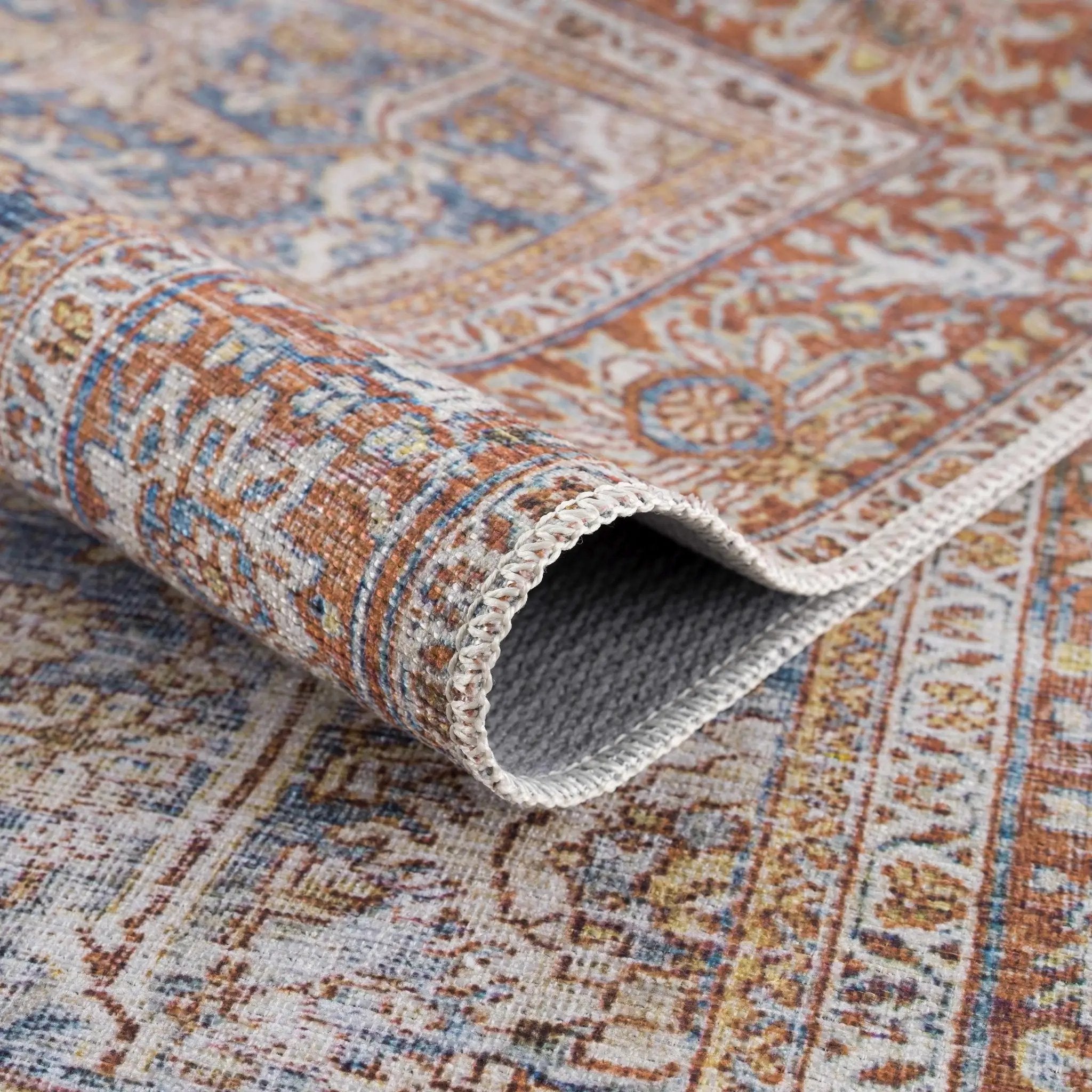 Rust Mair Traditional Washable Area Rug - Clearance by Boutique Rugs