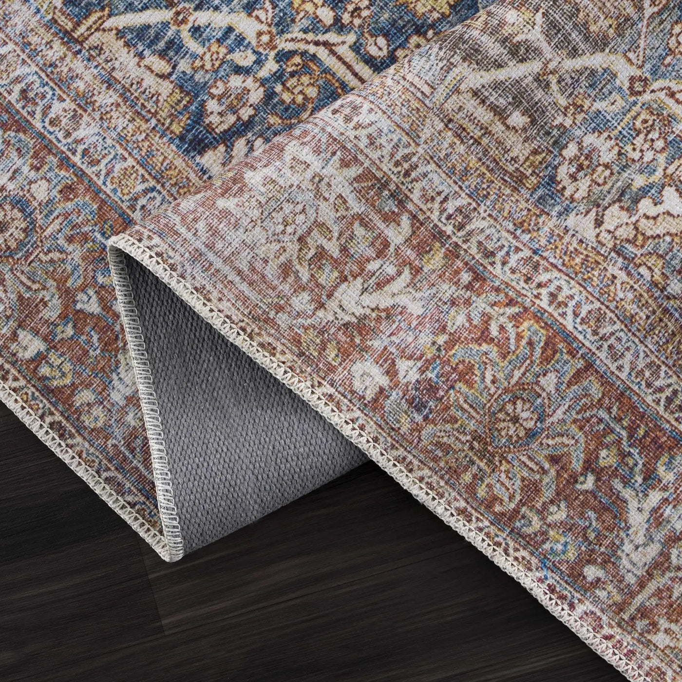 Rust Mair Traditional Washable Area Rug - Clearance by Boutique Rugs