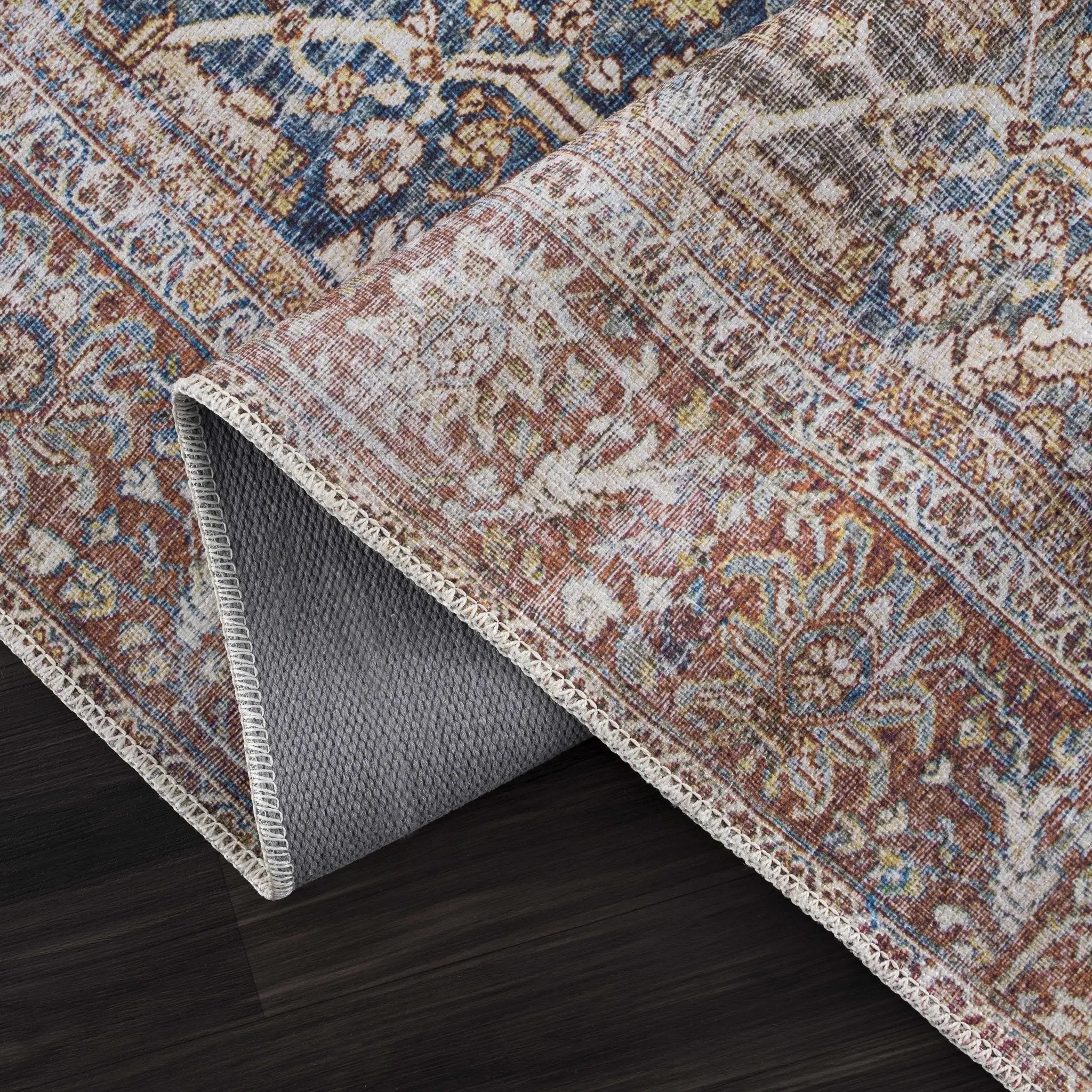 Rust Mair Traditional Washable Area Rug - Clearance by Boutique Rugs