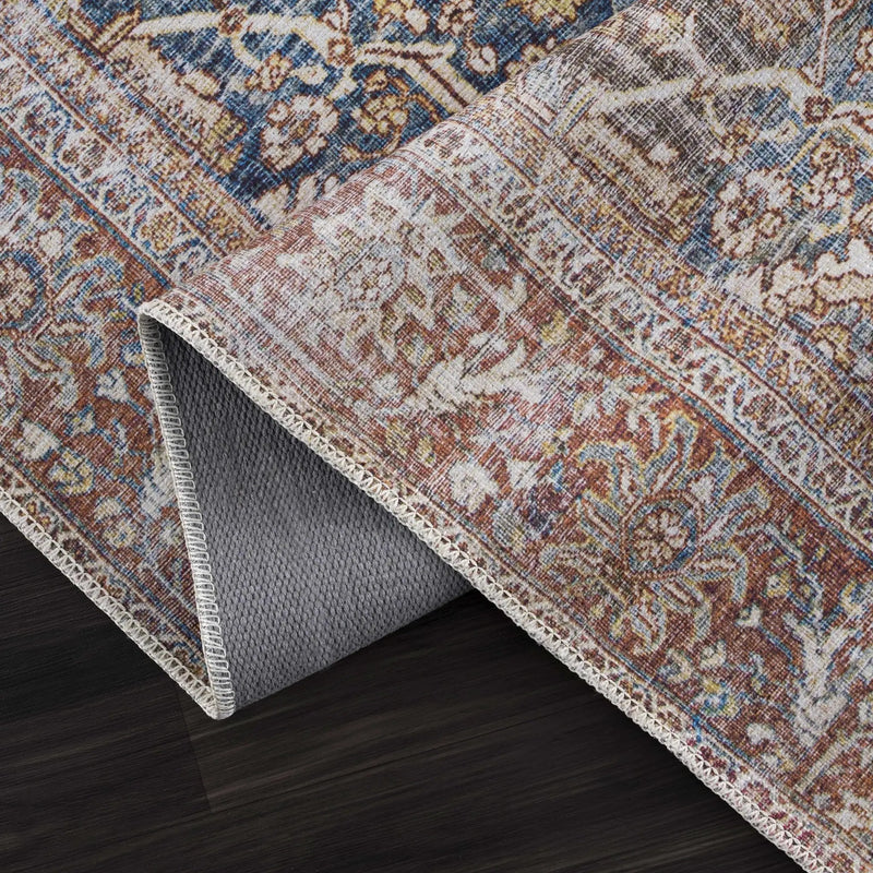 Rust Mair Traditional Washable Area Rug - Clearance by Boutique Rugs