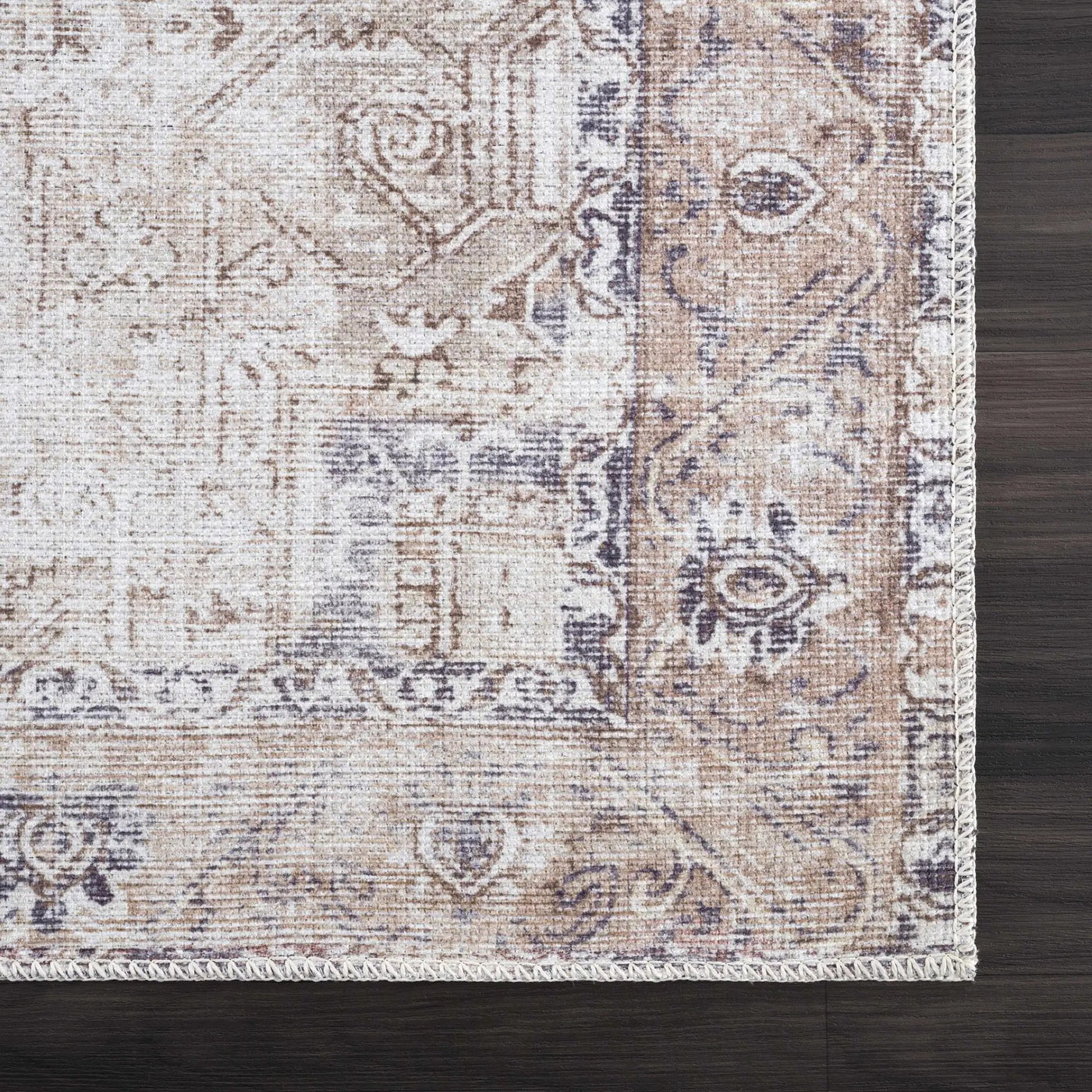 Beige Rosman Washable Area Rug - Clearance by Boutique Rugs