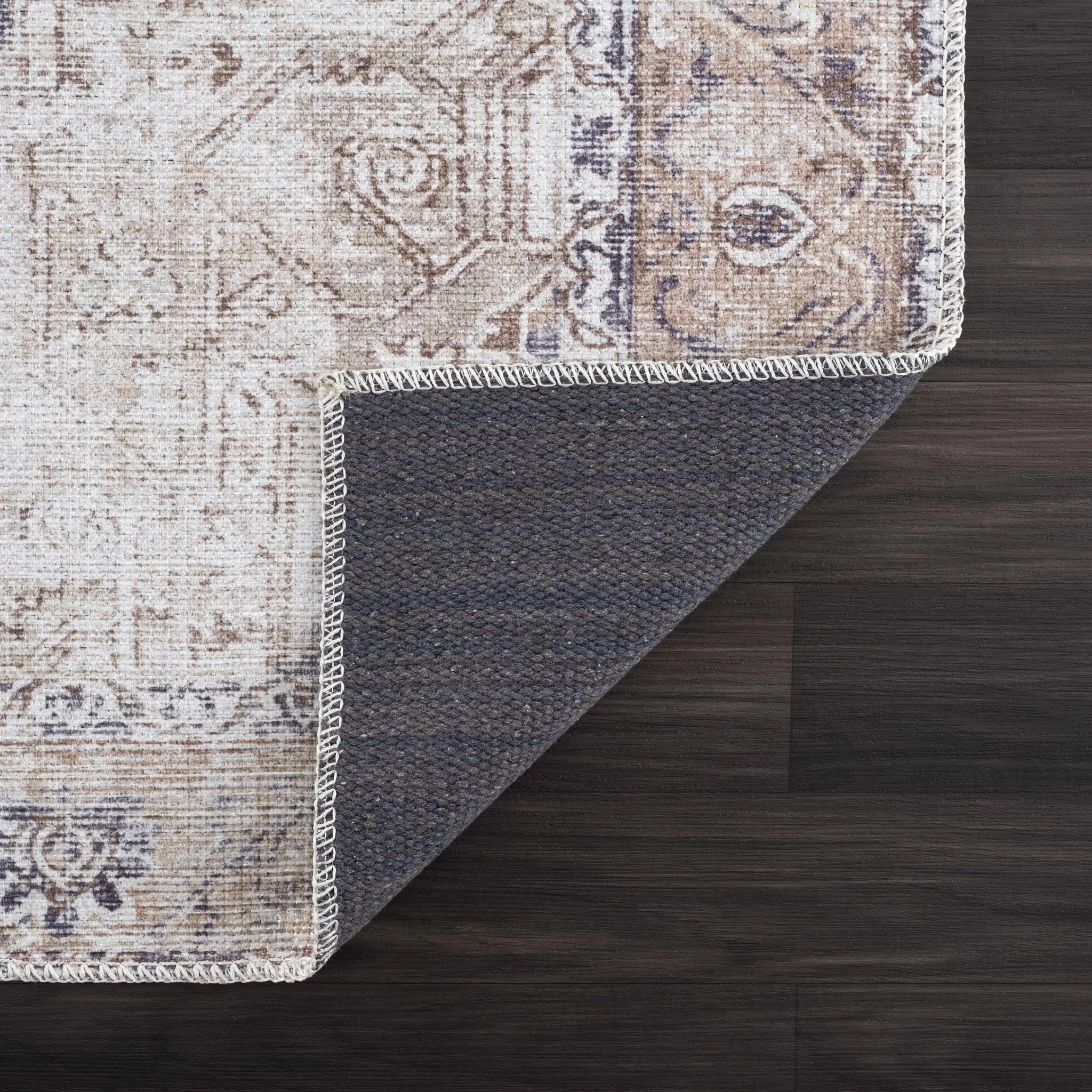 Beige Rosman Washable Area Rug - Clearance by Boutique Rugs