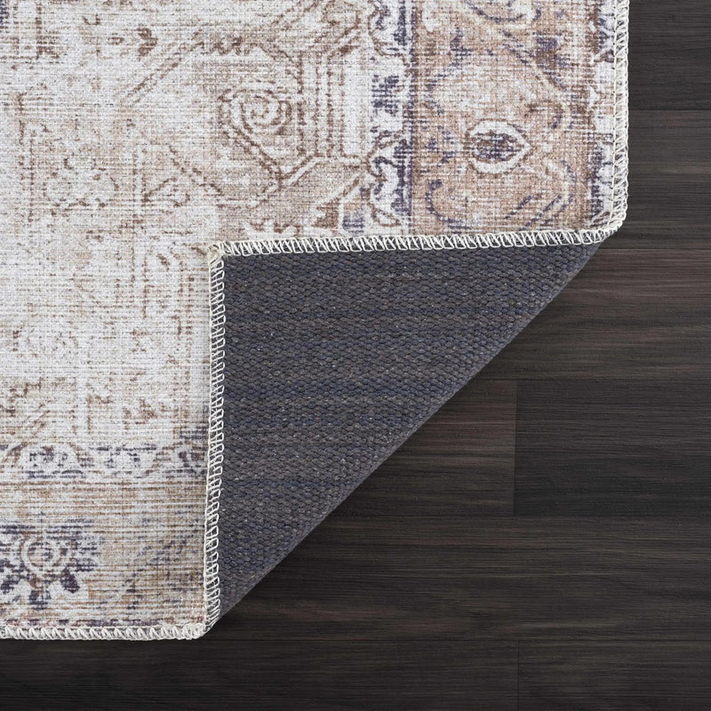 Beige Rosman Washable Area Rug - Clearance by Boutique Rugs