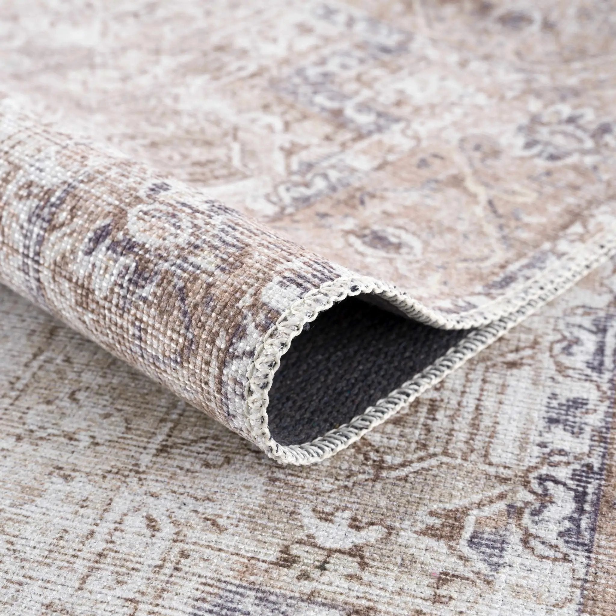 Beige Rosman Washable Area Rug - Clearance by Boutique Rugs
