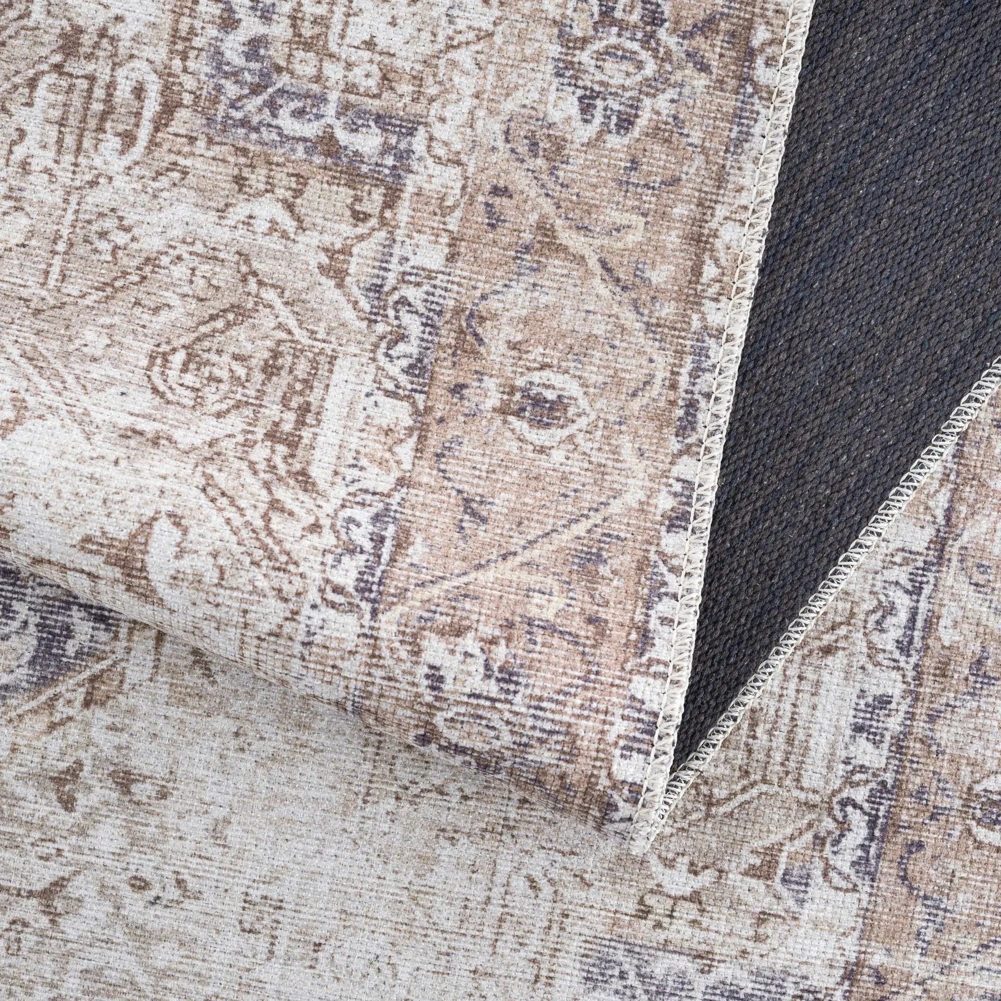 Beige Rosman Washable Area Rug - Clearance by Boutique Rugs