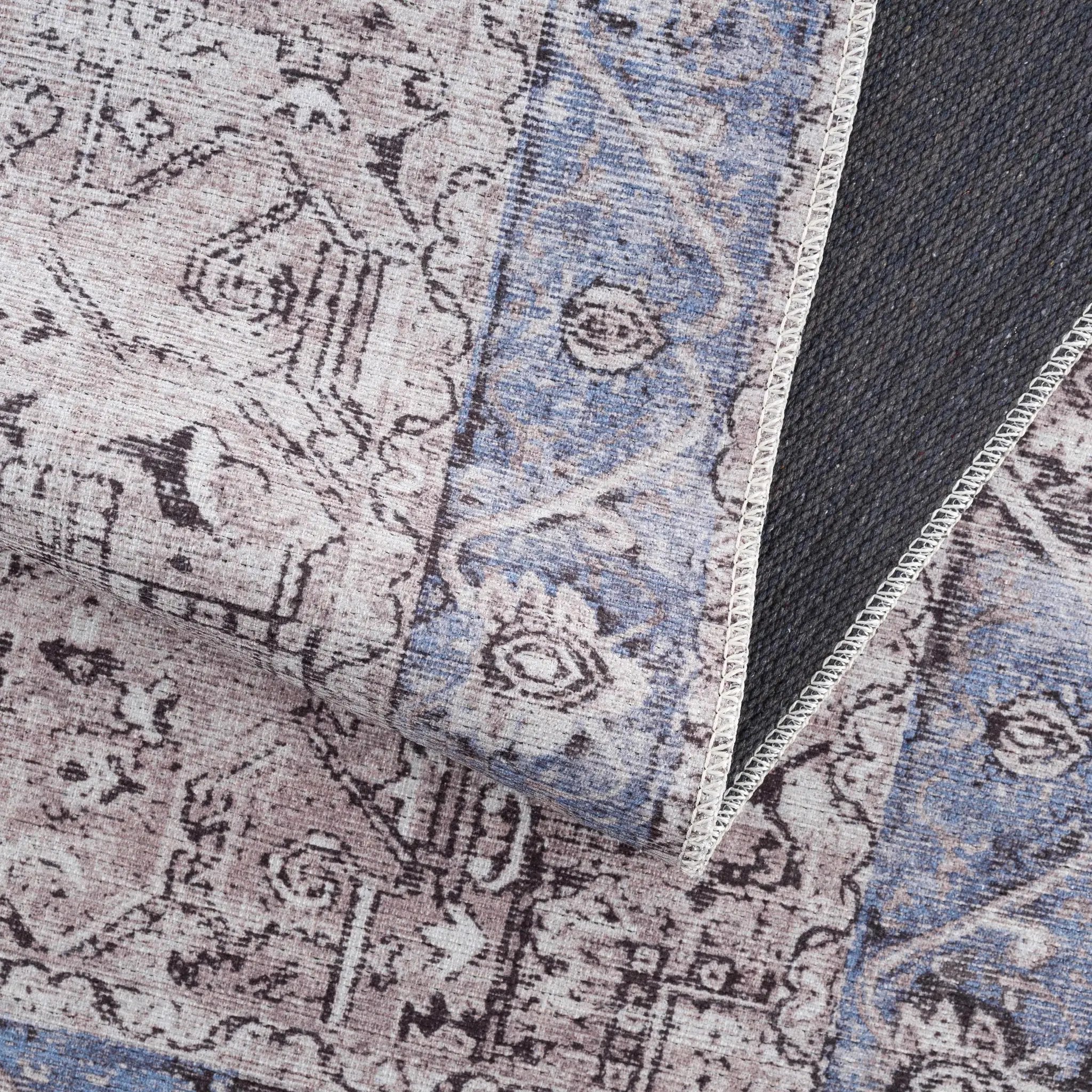 Rosman Blue&Beige - Promo Washable Area Rug - Clearance by Boutique Rugs