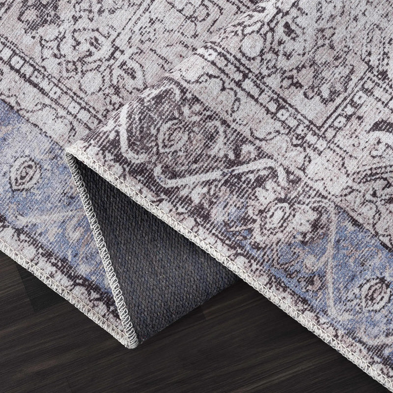 Rosman Blue&Beige - Promo Washable Area Rug - Clearance by Boutique Rugs
