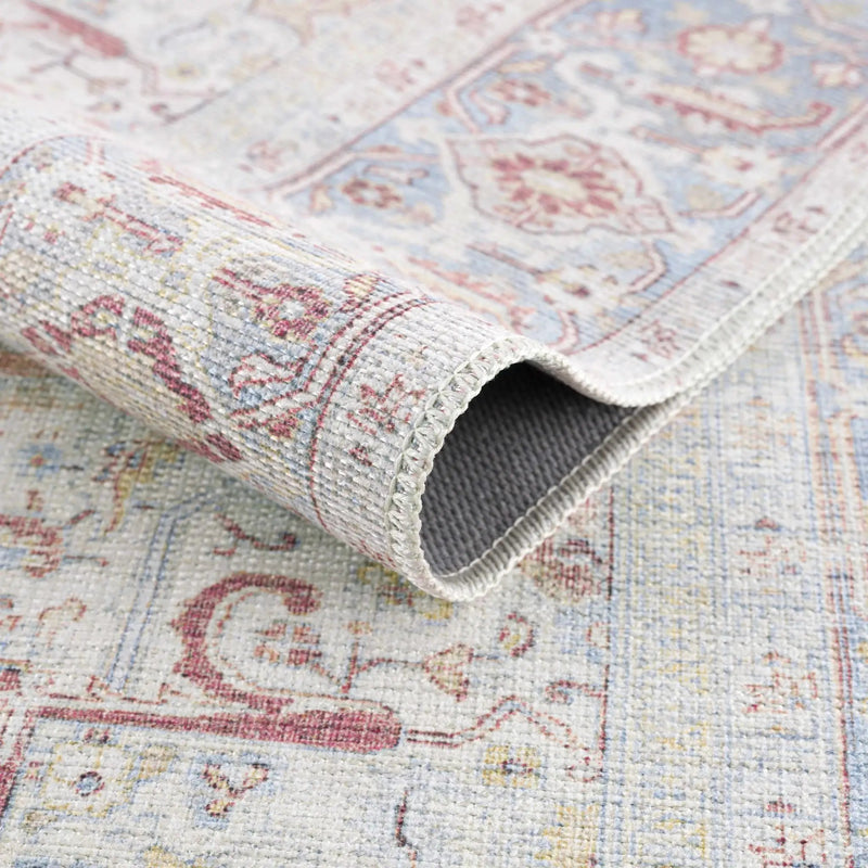 Cream Rust Leeston Washable Rug - Clearance by Boutique Rugs