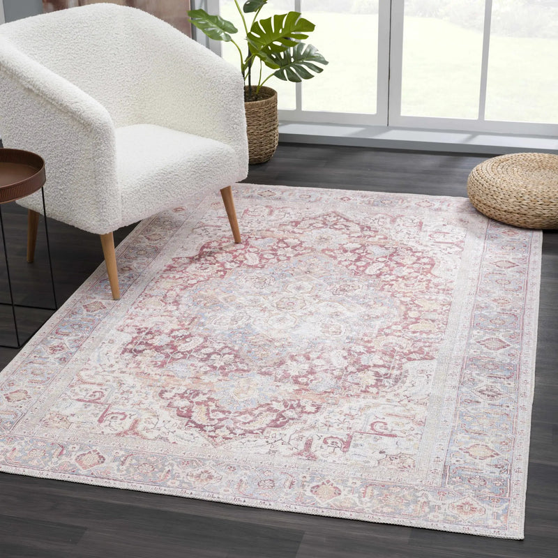 Cream Rust Leeston Washable Rug - Clearance by Boutique Rugs