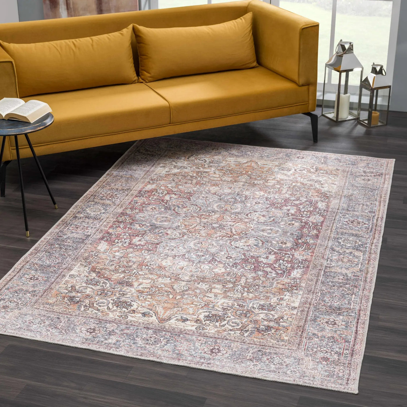 Rust Gardnertown Medallion Washable Area Rug - Clearance by Boutique Rugs