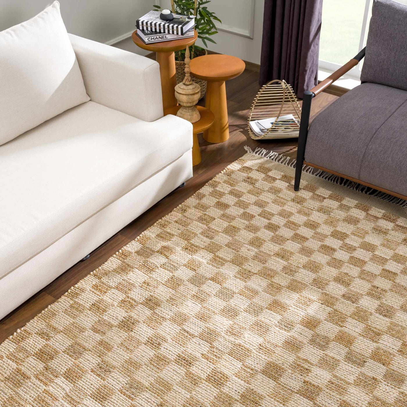 Ionut Checkered Jute Area Rug by Boutique Rugs