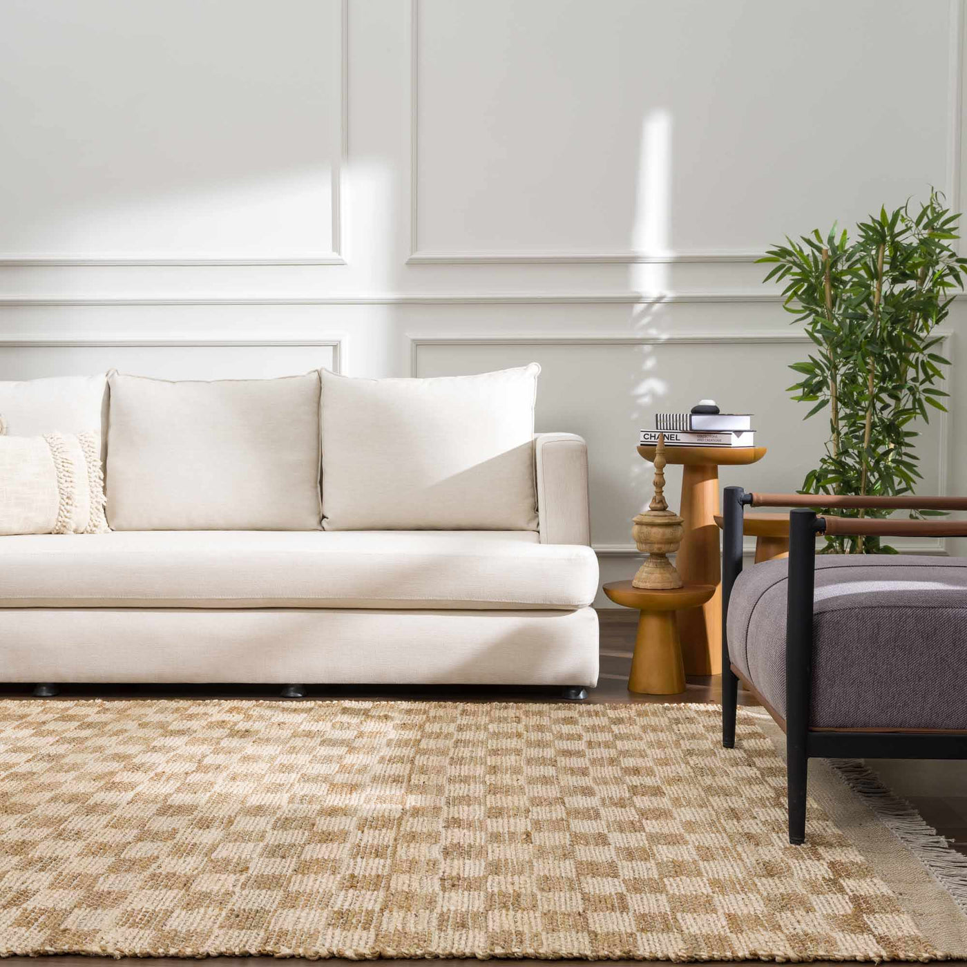 Ionut Checkered Jute Area Rug by Boutique Rugs